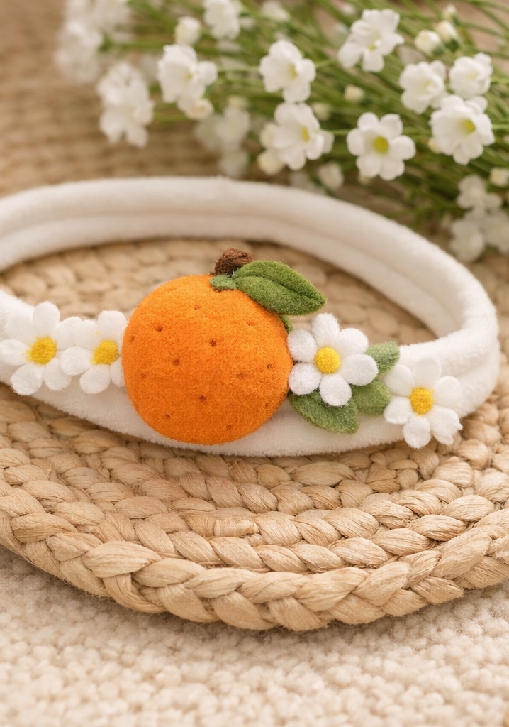 Orange Daisy Adjustable Baby Headband Floral Cotton Baby Hair Accessory
