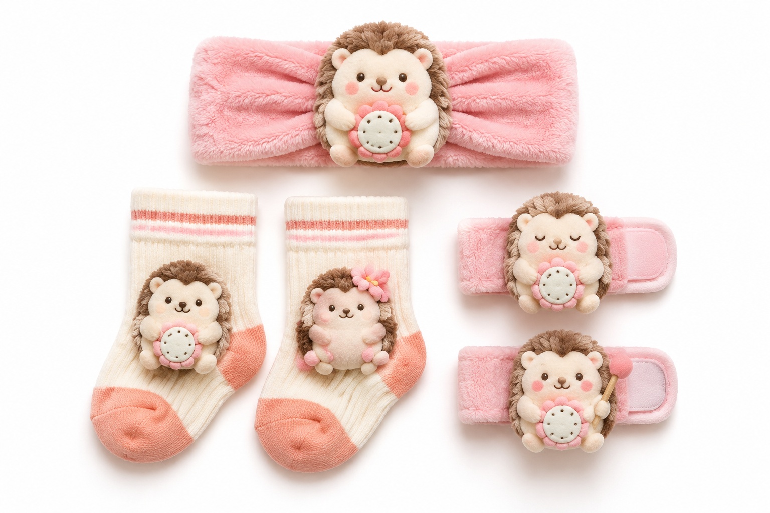 Wholesale Hedgehog Baby Headband, Socks & Wristband Gift Box Set for Boutiques
