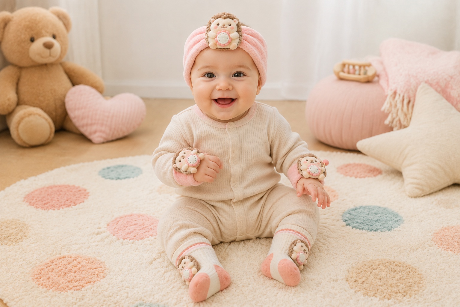 Wholesale Hedgehog Baby Headband, Socks & Wristband Gift Box Set for Boutiques