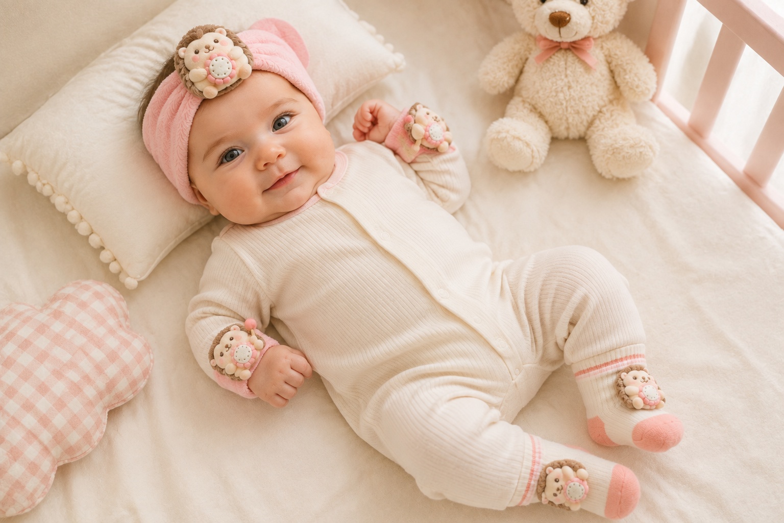 Wholesale Hedgehog Baby Headband, Socks & Wristband Gift Box Set for Boutiques