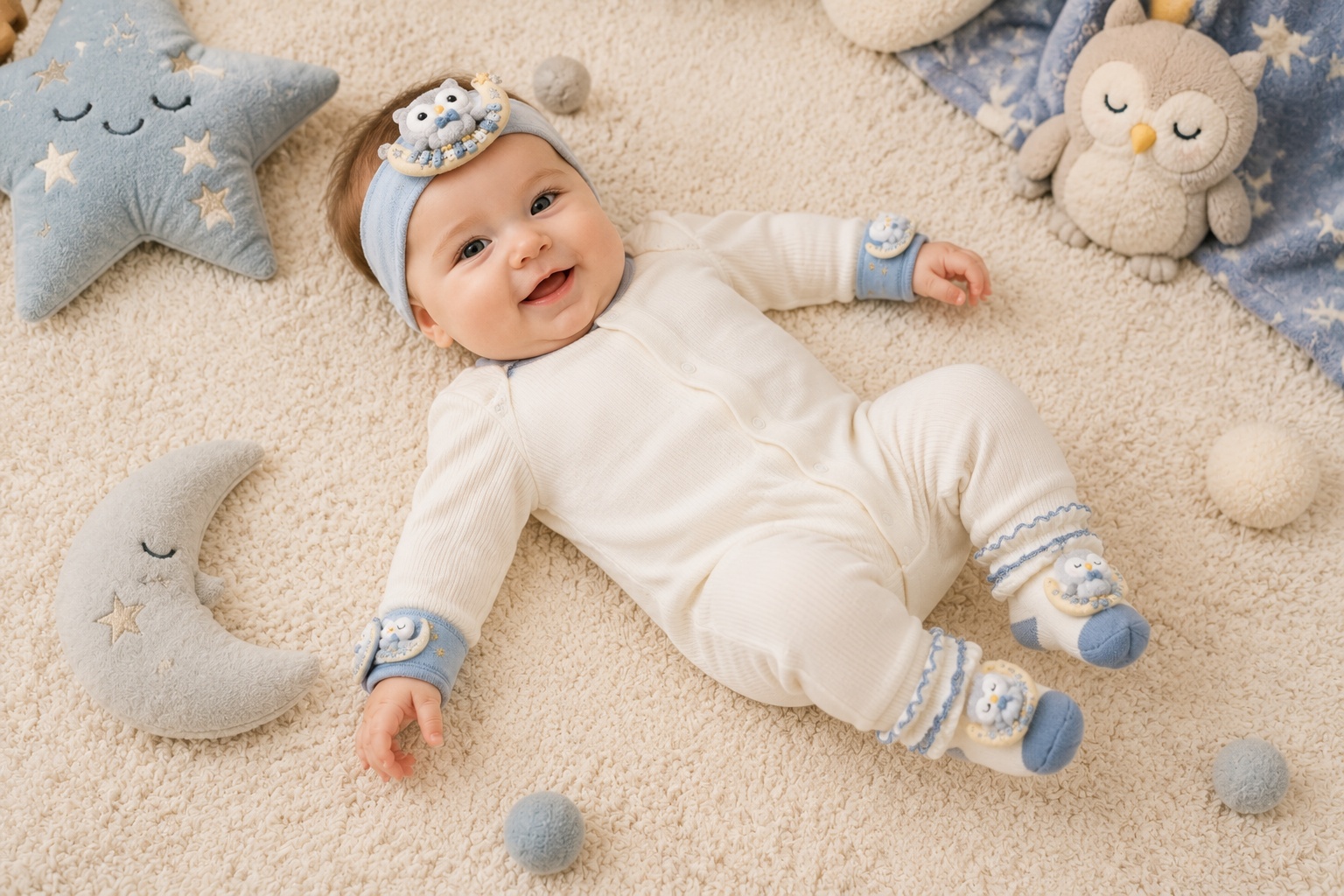 Wholesale Owl Baby Headband, Socks & Wristband Gift Box Set for Boutiques