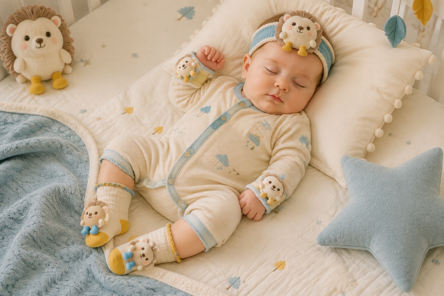 Wholesale Hedgehog Baby Gift Set – Plush Headband, Wristbands & Socks for Boutique Retail