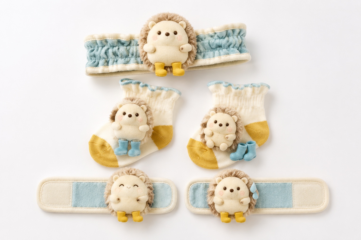 Wholesale Hedgehog Baby Gift Set – Plush Headband, Wristbands & Socks for Boutique Retail