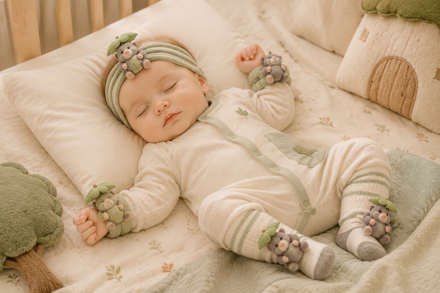 Wholesale Woodland Animal Baby Gift Set – Plush Headband, Wristbands & Socks for Boutique Retail