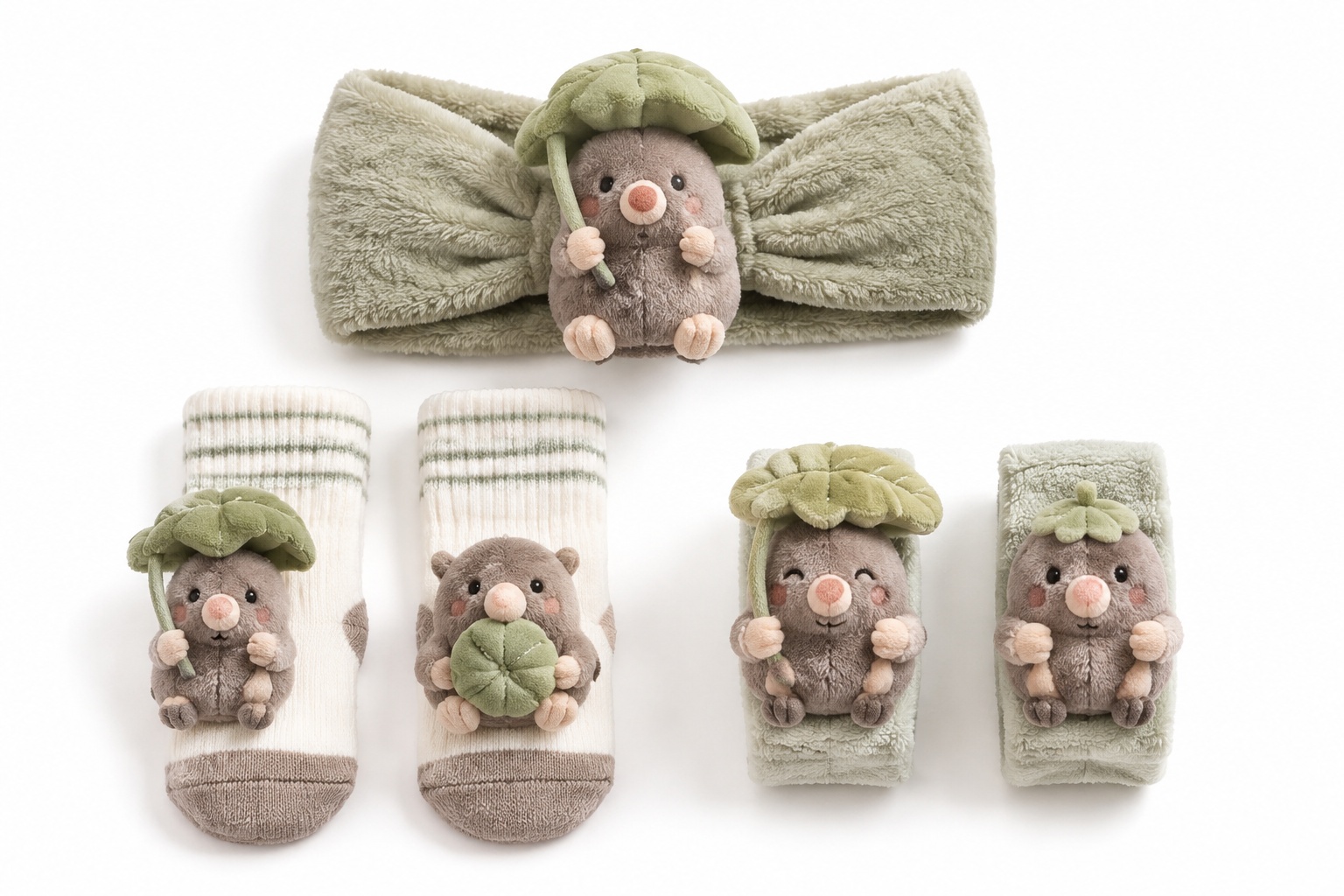 Wholesale Woodland Animal Baby Gift Set – Plush Headband, Wristbands & Socks for Boutique Retail