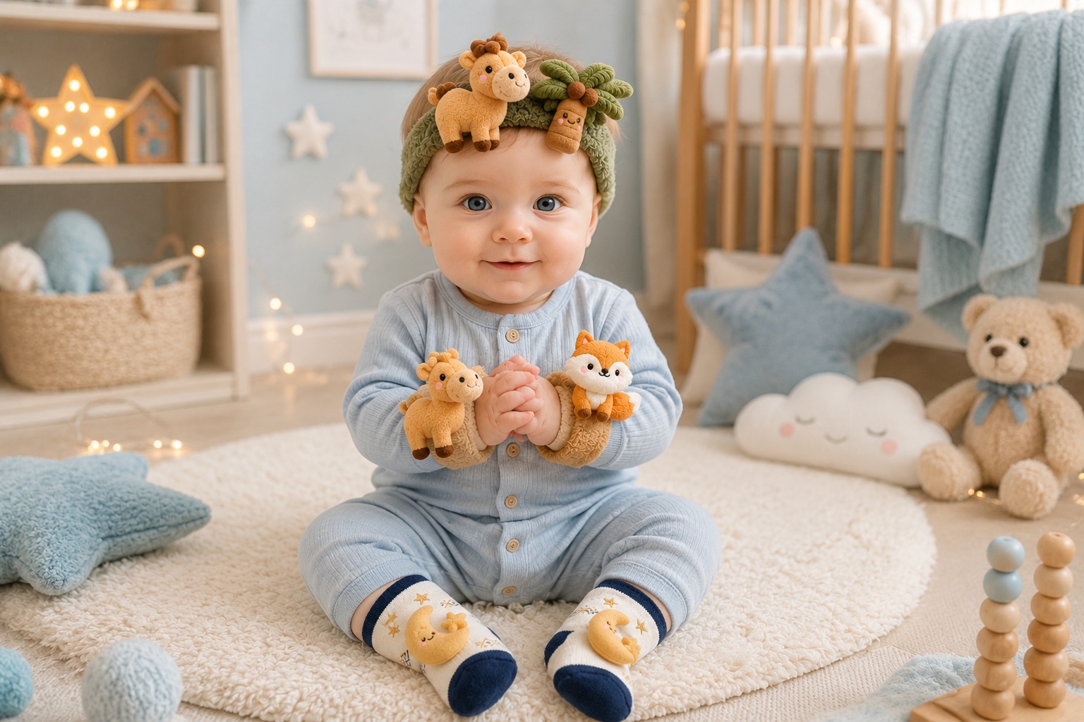 Wholesale Woodland Baby Doll Headband, Socks & Wristband Gift Set for Baby Gift Brands