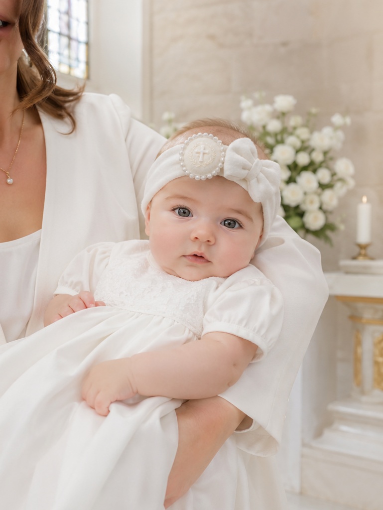 Wholesale Orthodox Baptism Detachable Doll Baby Headband with Icon Charm for Christening Gift Sets