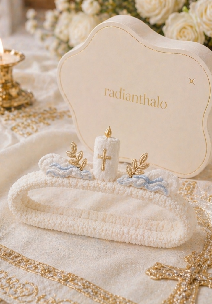 Headband de Baptême Bébé Amovible en Peluche avec Bougie, Croix & Vagues pour Grossistes et Cadeaux Boutique