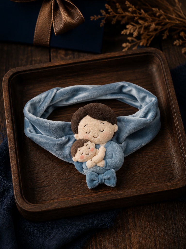 Bandeau bébé en peluche pour grossistes – design câlin père-enfant pour cadeaux boutique