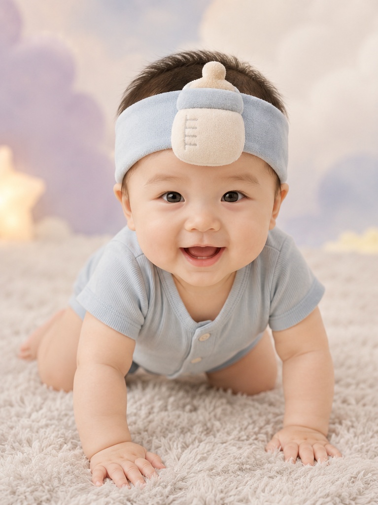 Bandeau bébé en peluche avec biberon pour achats B2B boutique