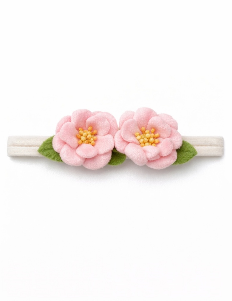 Blush Bloom Twin Flower Baby Headband