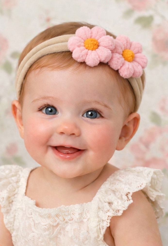 Pink Blossom Baby Headband with Soft Floral Embellishments
