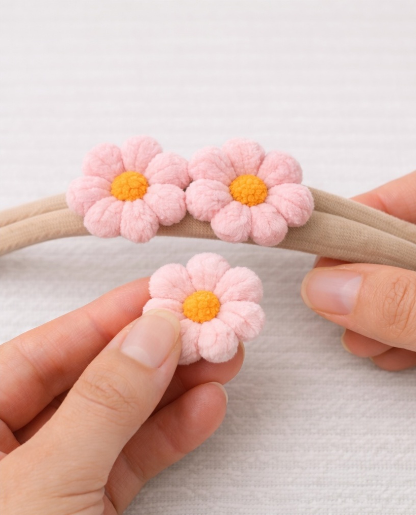 Pink Blossom Baby Headband with Soft Floral Embellishments