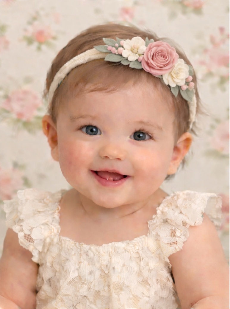 Vintage Rose Pearl Baby Headband
