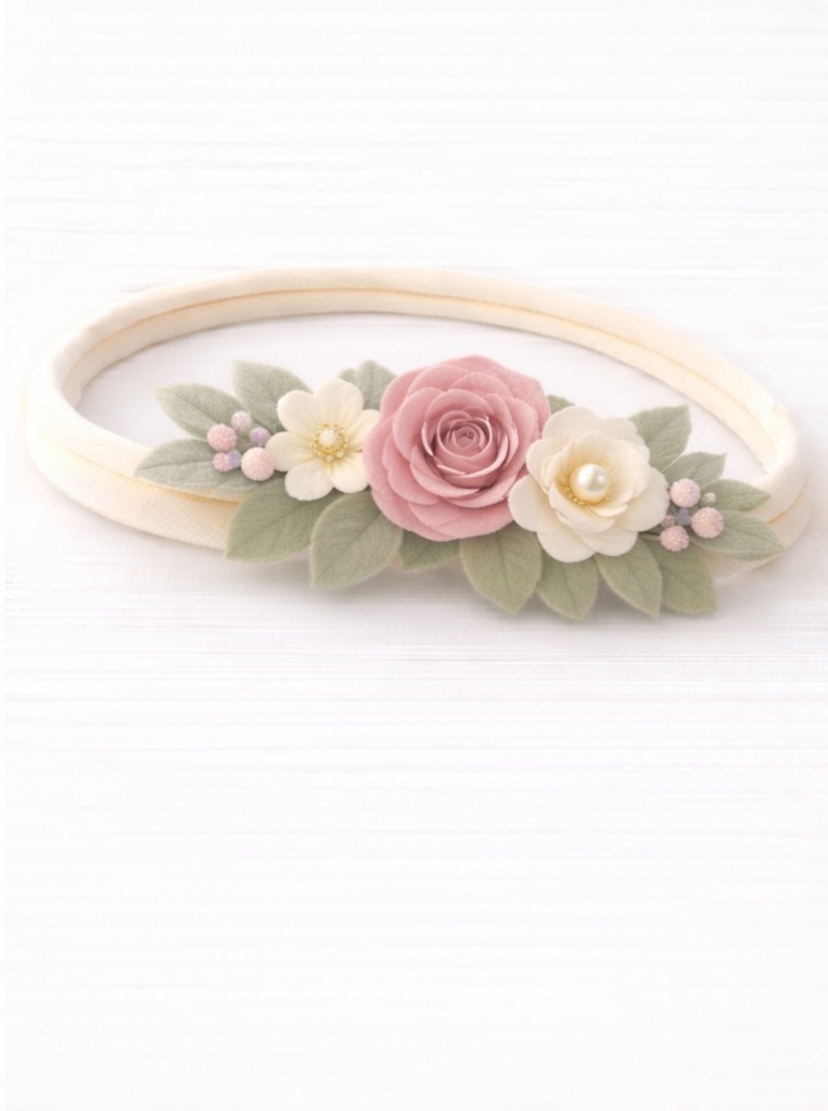 Vintage Rose Pearl Baby Headband