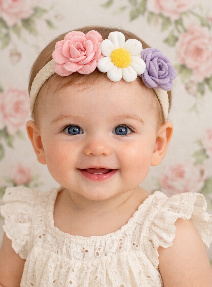 Floral and Lace Baby Headband Set