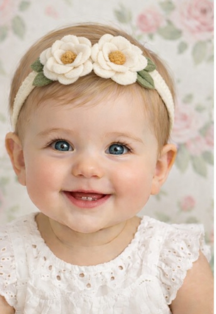Double Blossom Baby Headband