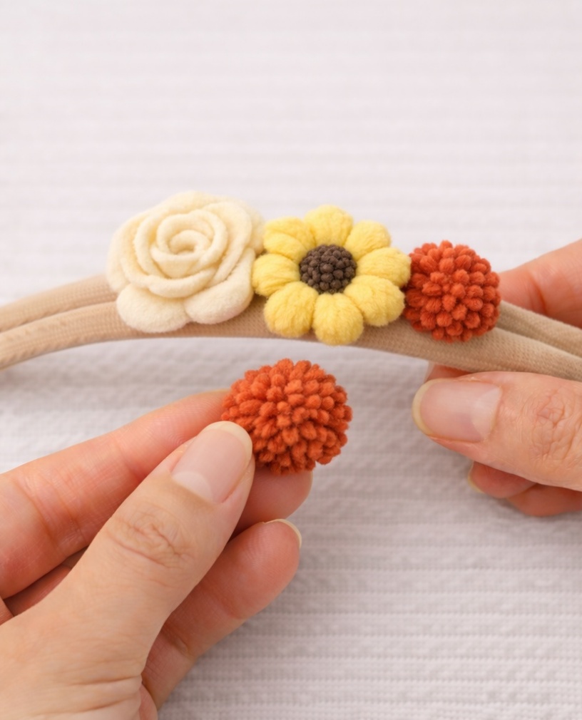 Autumn Harvest Baby Headband with Warm Floral Touches