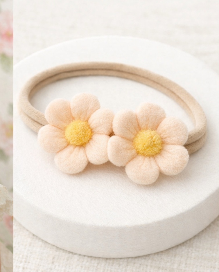 Diadema Floral Encantadora para Bebé - Diseño de Flores y Amarillo