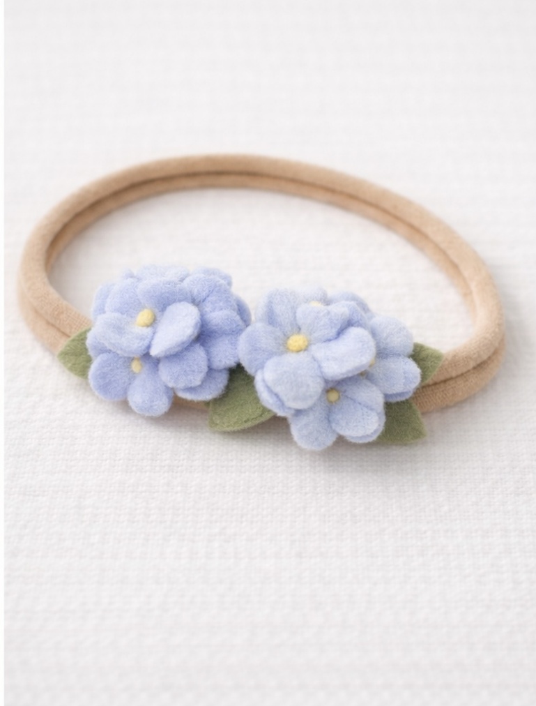 Faixa de cabelo de flor azul para bebê