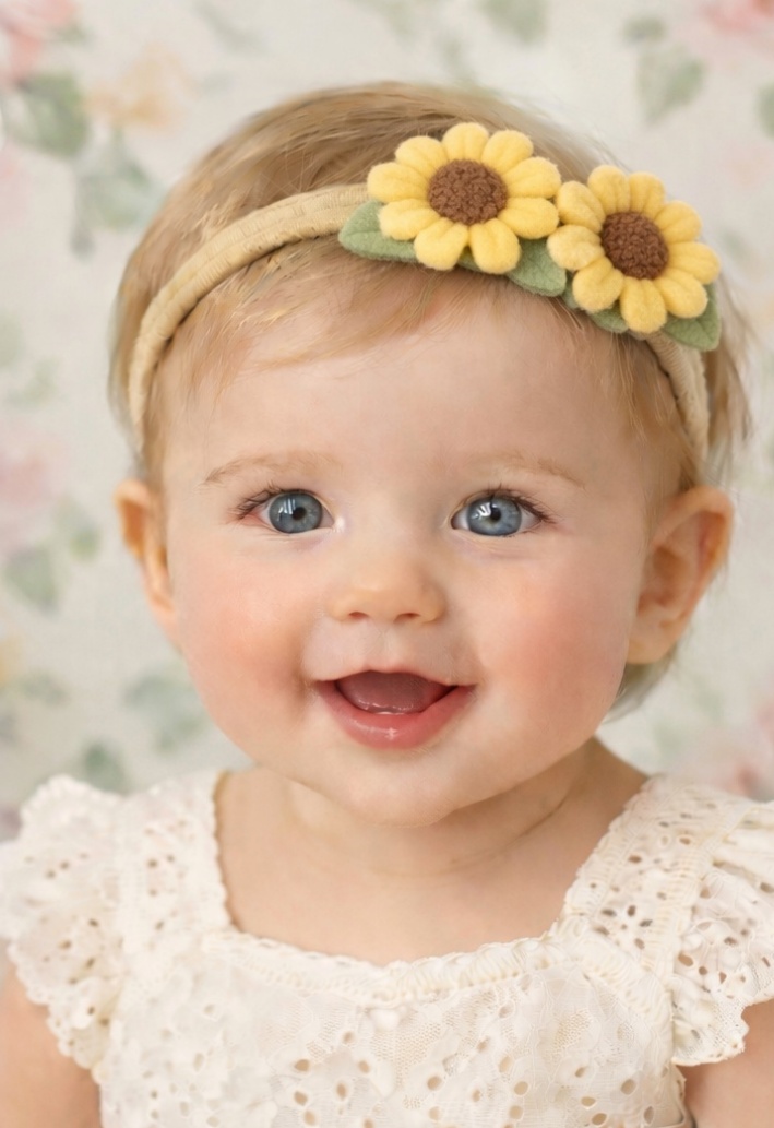 Sunbeam Smile Baby Headband – Cheerful Yellow Sunflower Design