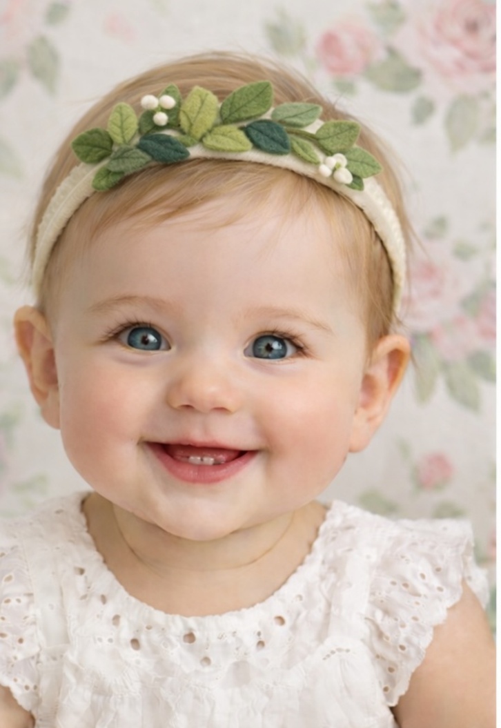 Diadema Floral Adorable para Bebé - Diseño de Hojas y Flores