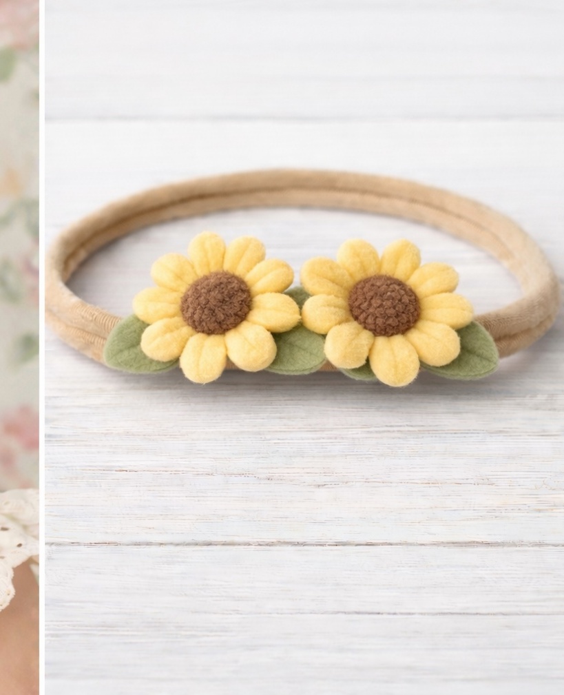 Sunbeam Smile Baby Headband – Cheerful Yellow Sunflower Design