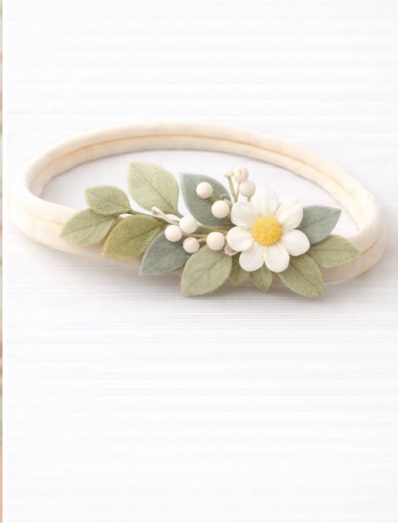 White Daisy Garden Baby Headband