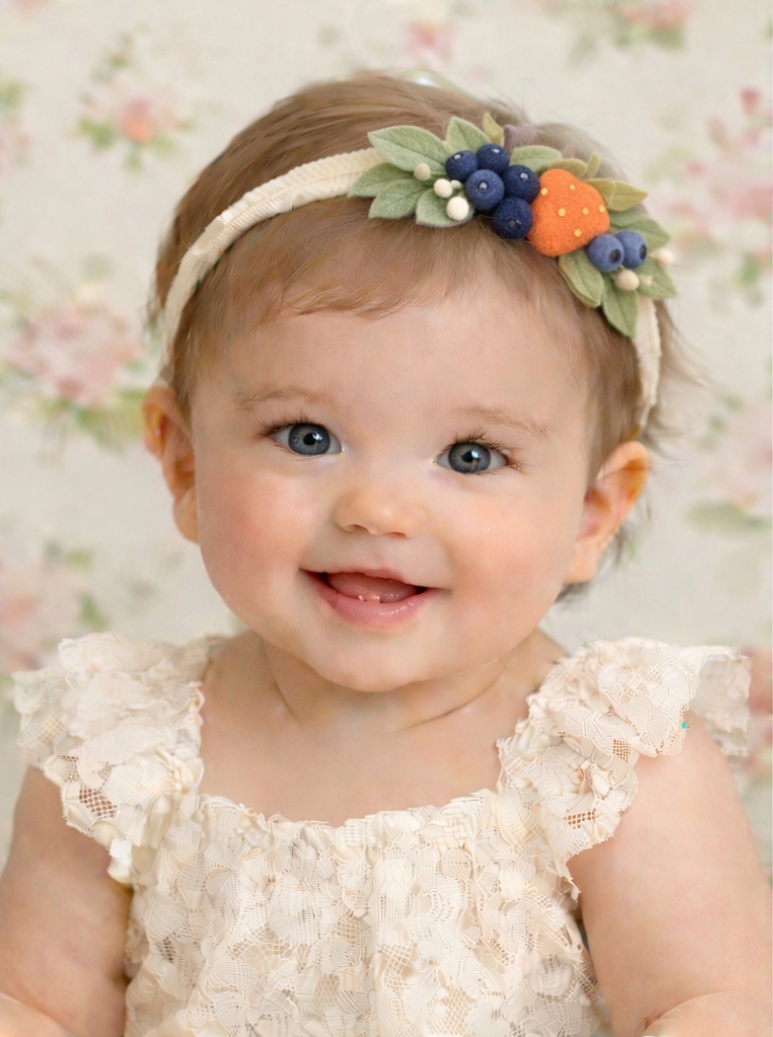 Blueberry Peach Garden Baby Headband