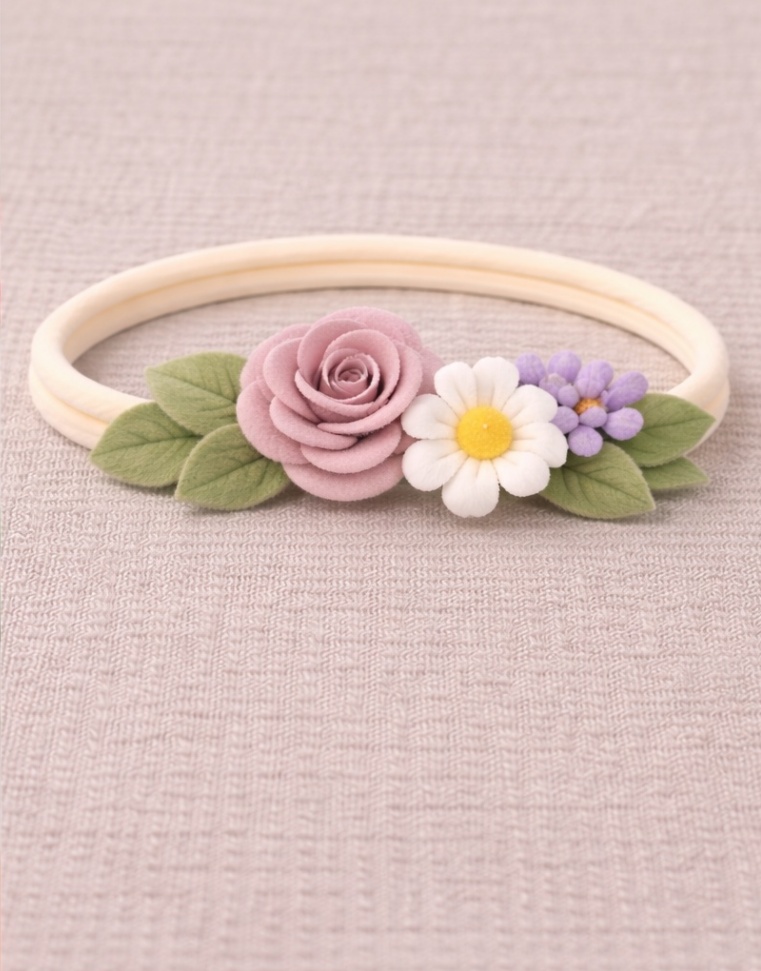 Lavender Rose Baby Headband - Elegant Blossom Trio