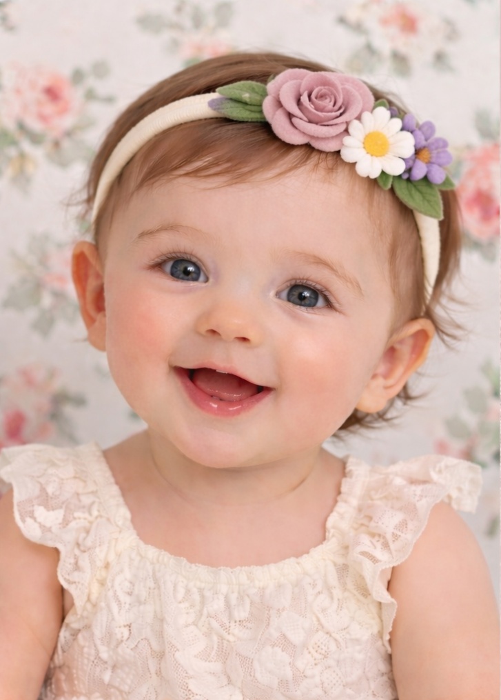 Lavender Rose Baby Headband - Elegant Blossom Trio
