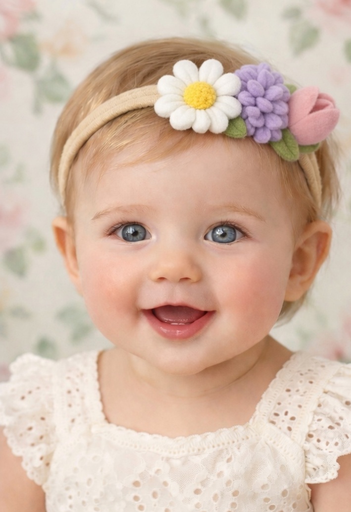Spring Meadow Baby Headband – Trio of Daisy, Lavender, and Tulip