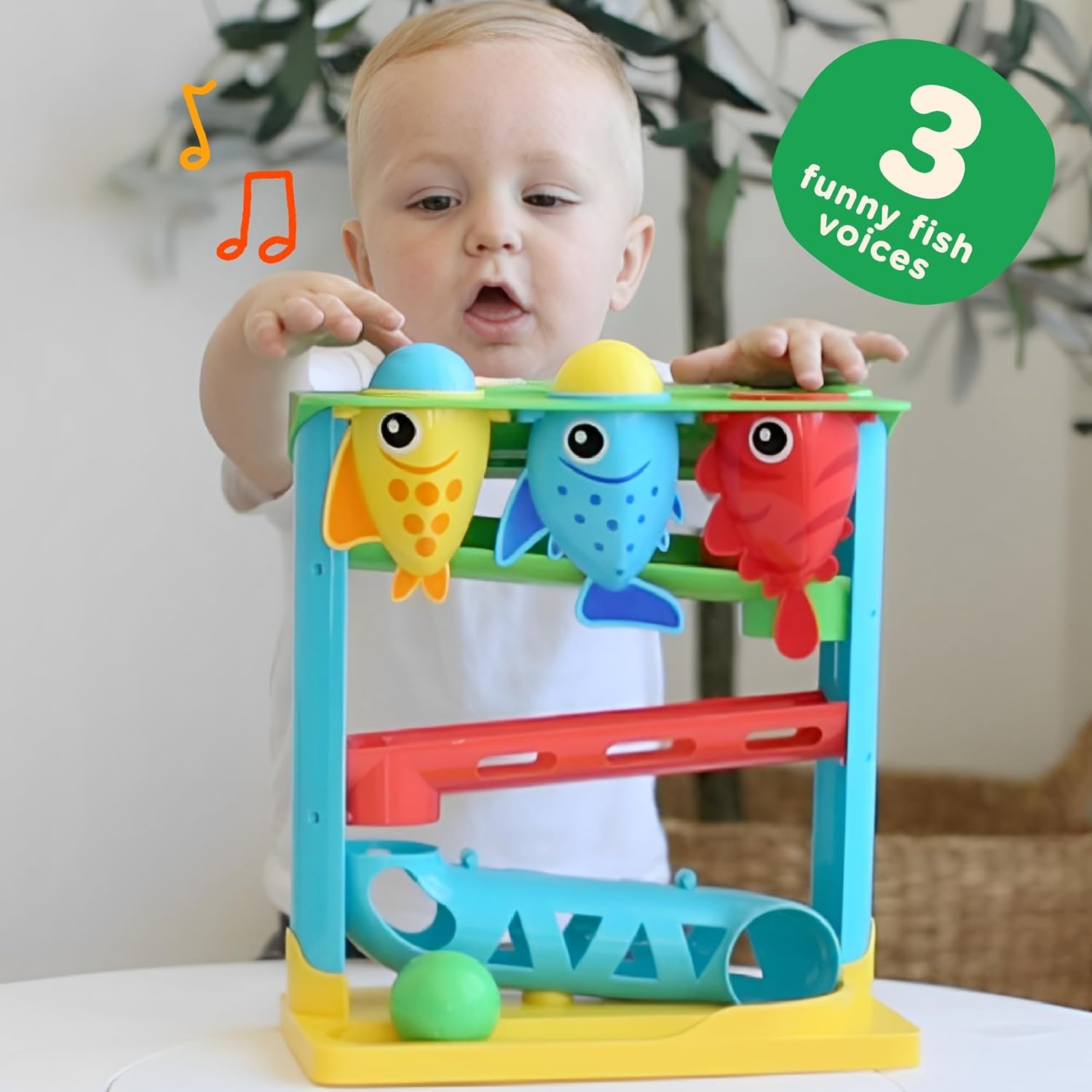 Funny Fish Ball Ramp Toy – 3 Talking Fish & Rolling Action