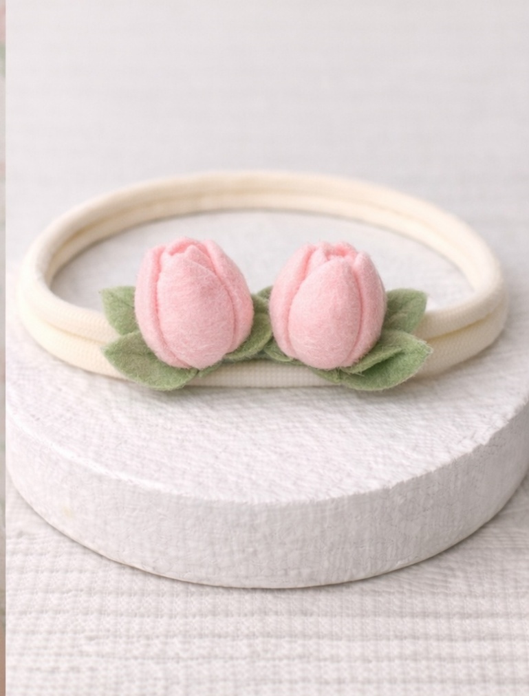 Soft Pink Tulip Baby Headband