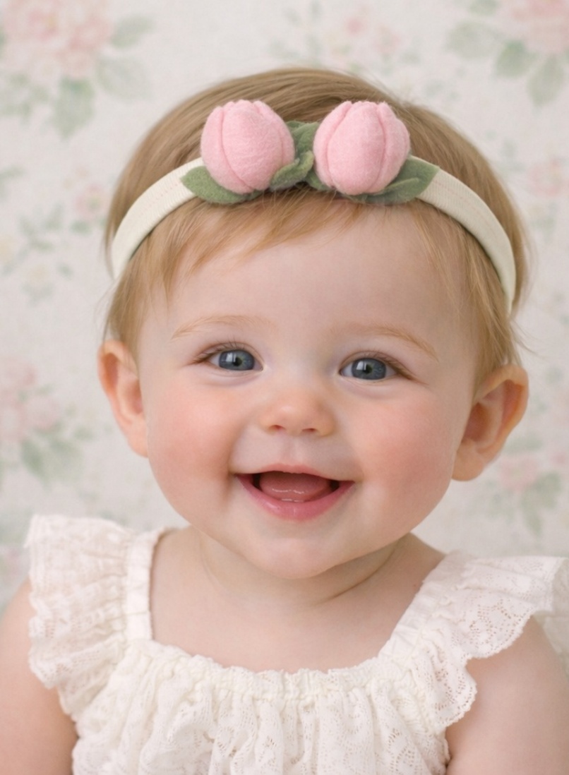 Soft Pink Tulip Baby Headband
