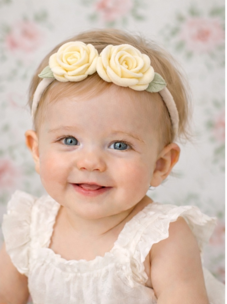 Cream Rose Soft Baby Headband