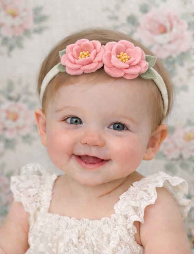 Charming Blossom Pink Flower Baby Headband