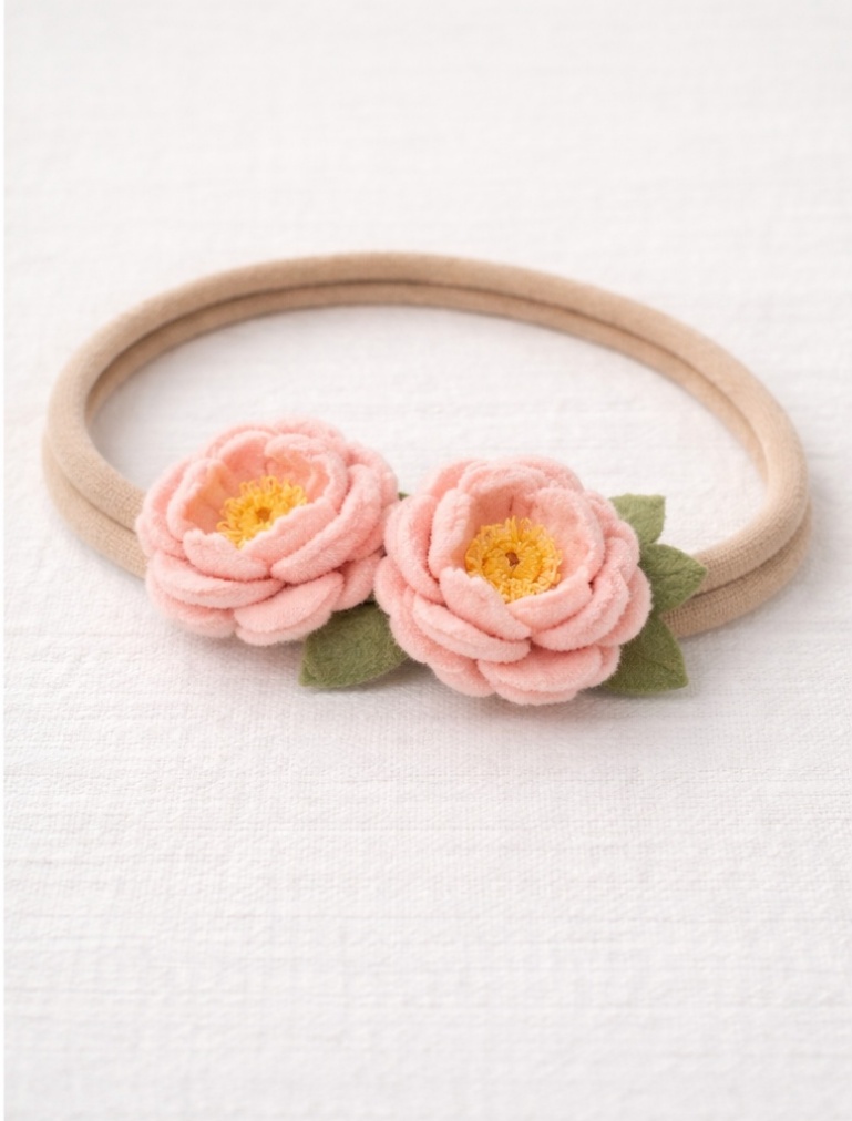 Baby Haarband mit rosa und weißen Blumen