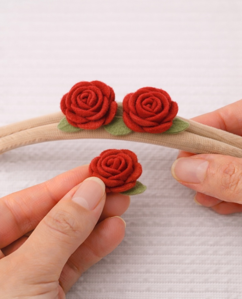 Red Rose Baby Headband with Elegant Floral Embellishments