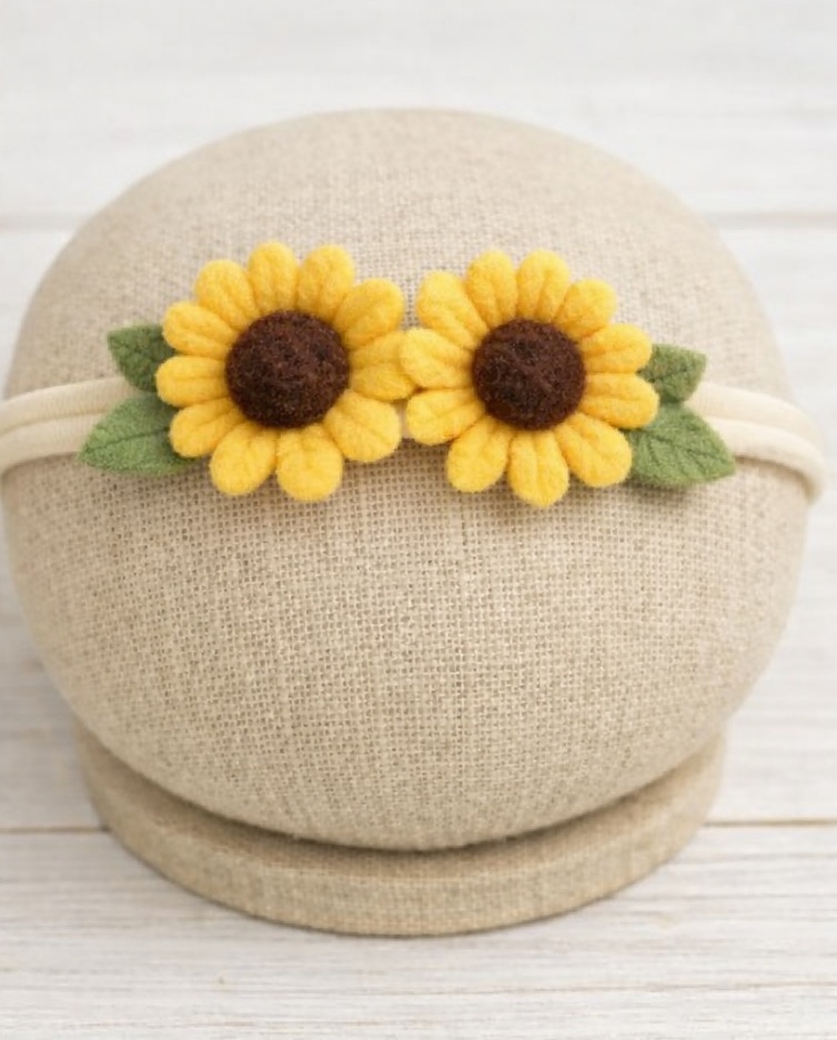 Diadema Floral Encantadora para Bebé - Flores Rosas y Verdes