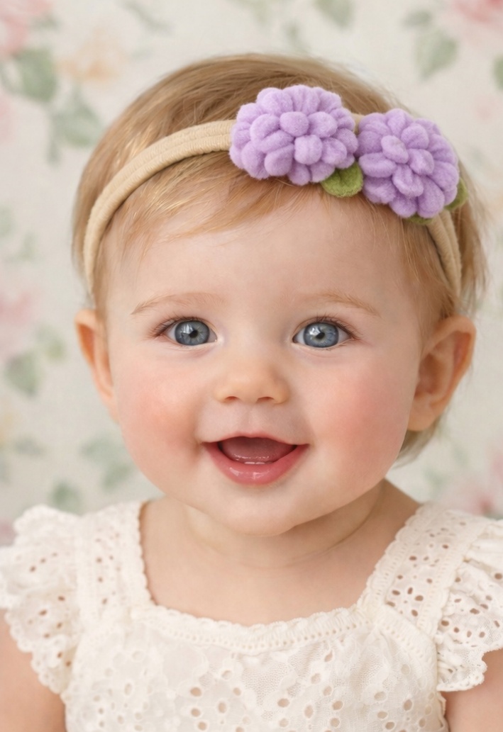 Lavender Duo Baby Headband – Plush Purple Bloom Design