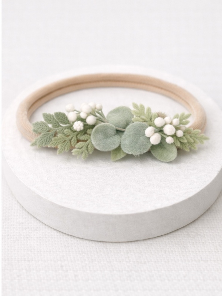Nature's Touch Green Leaf Baby Headband