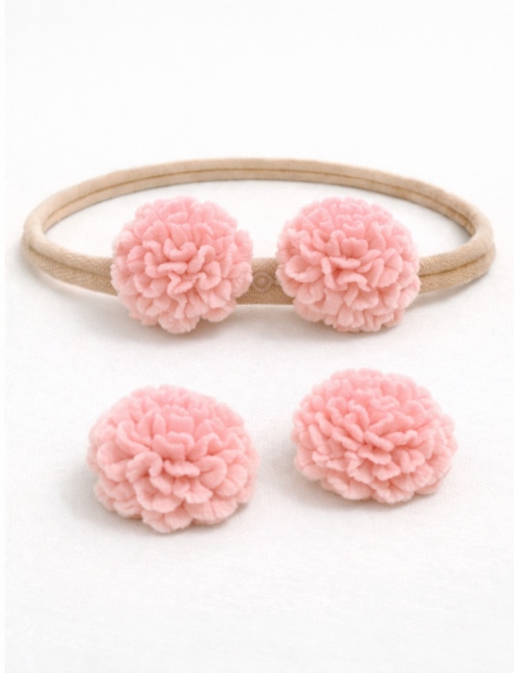 Pink Carnation Baby Headband Set