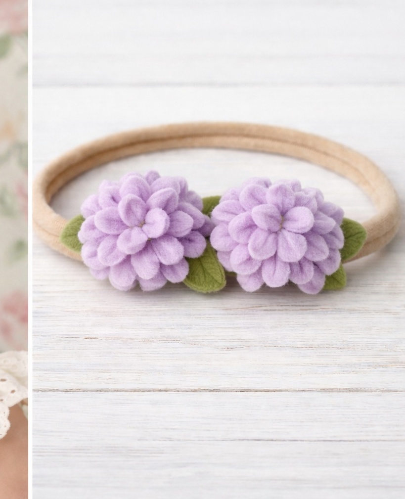 Lavender Duo Baby Headband – Plush Purple Bloom Design