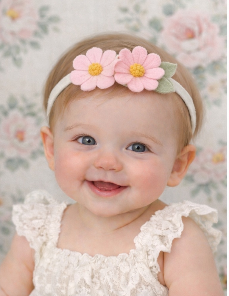 Pink Daisy Duo Baby Headband