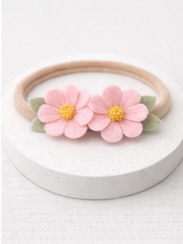Pink Daisy Duo Baby Headband