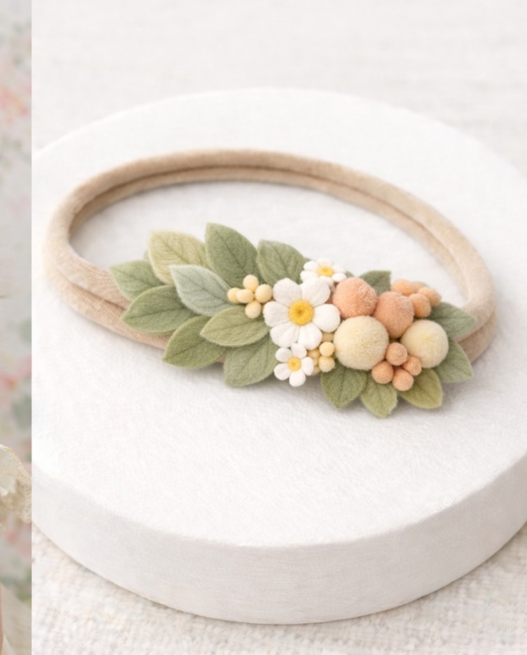 Diadema Floral Adorable para Bebé - Flores Amarillas y Naranjas