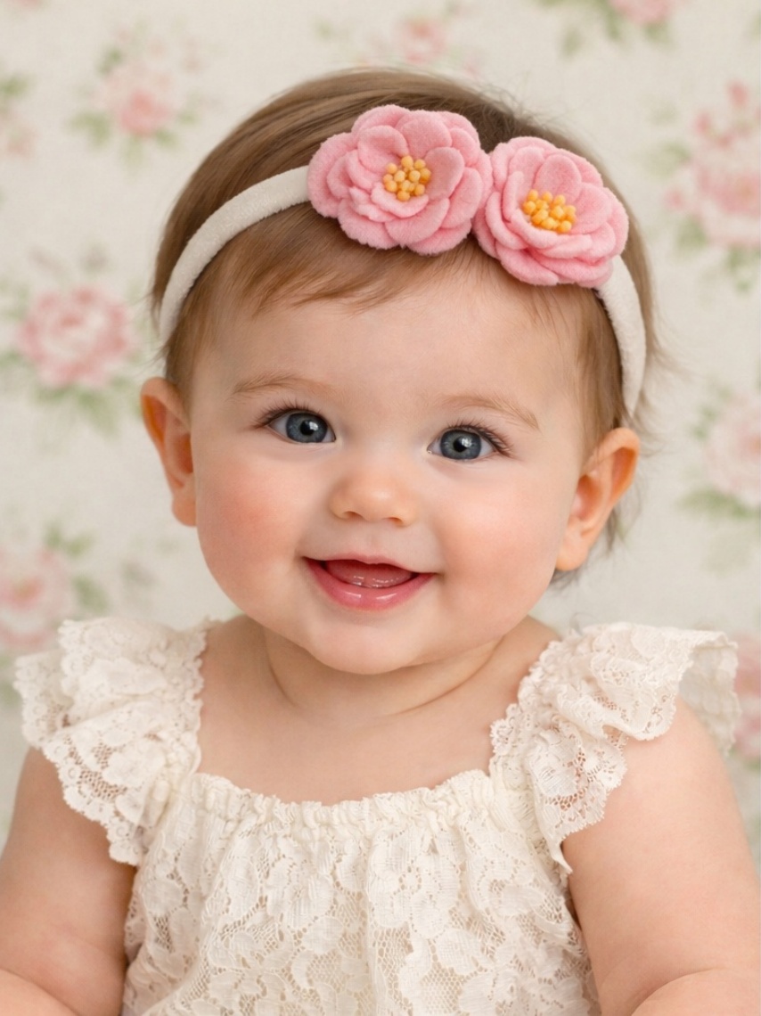 Pink Petal Charm Baby Headband