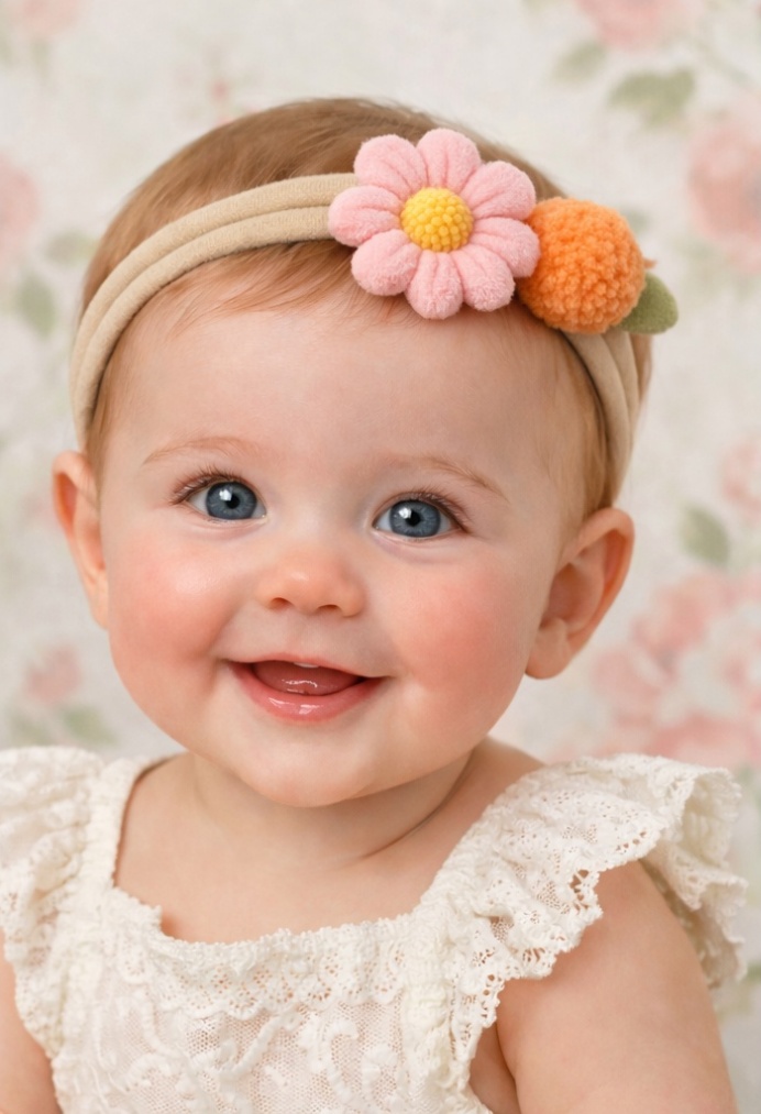 Orange Blossom Baby Headband with Playful Floral Touch