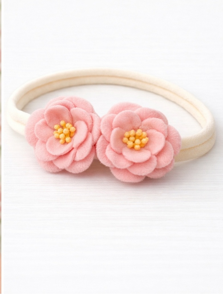 Pink Petal Charm Baby Headband